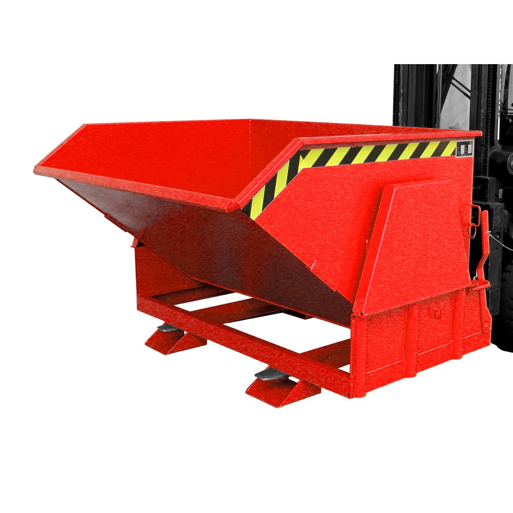 Número de imagen del producto 1: Bauer® Volquete con mecanismo desenrollador de volqueo Premium, forma constructiva ancha, pintado, sin tapa, volumen 1,2 m³, RAL 3000 rojo fuego