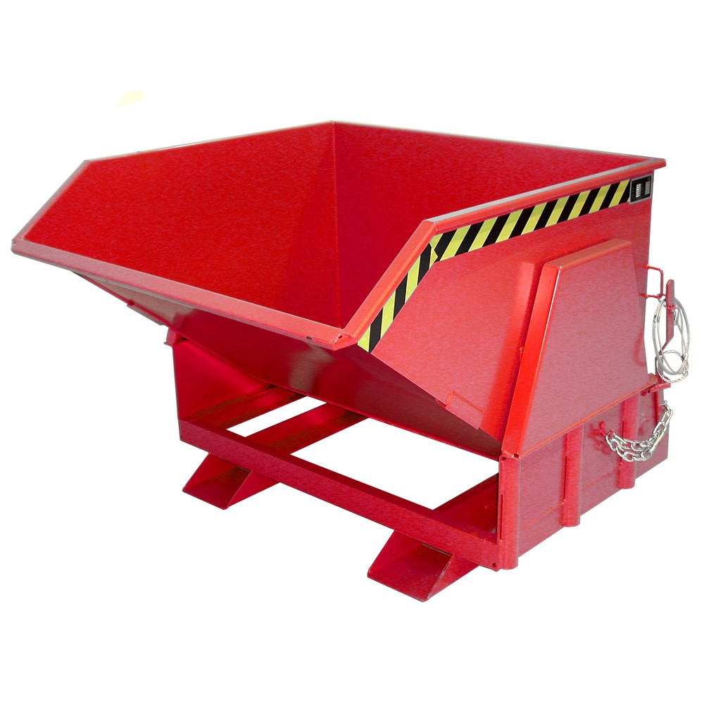 Número de imagen del producto 1: Bauer® Volquete con mecanismo desenrollador de volqueo Premium, forma constructiva ancha, pintado, sin tapa, volumen 1 m³, RAL 3000 rojo fuego