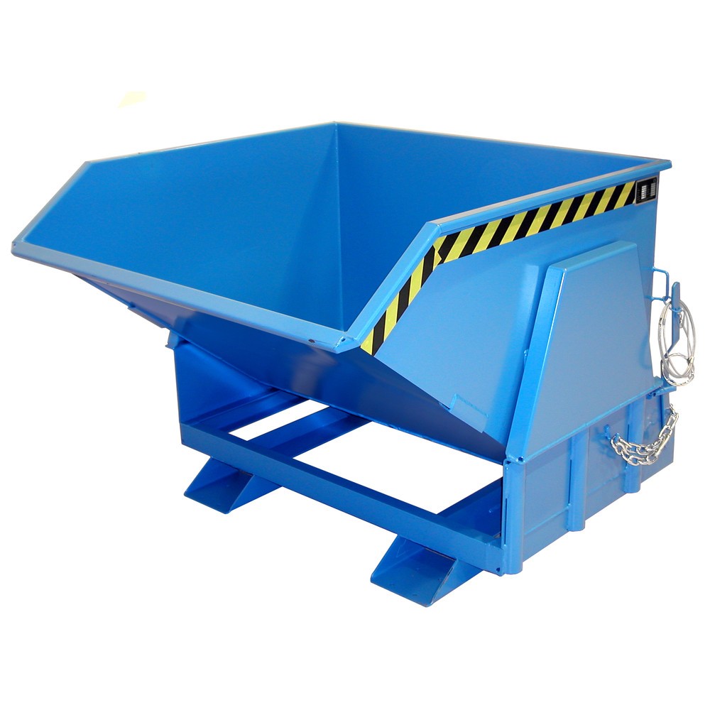 Número de imagen del producto 1: Bauer® Volquete con mecanismo desenrollador de volqueo Premium, forma constructiva ancha, pintado, sin tapa, volumen 1 m³, RAL 5012 azul luminoso