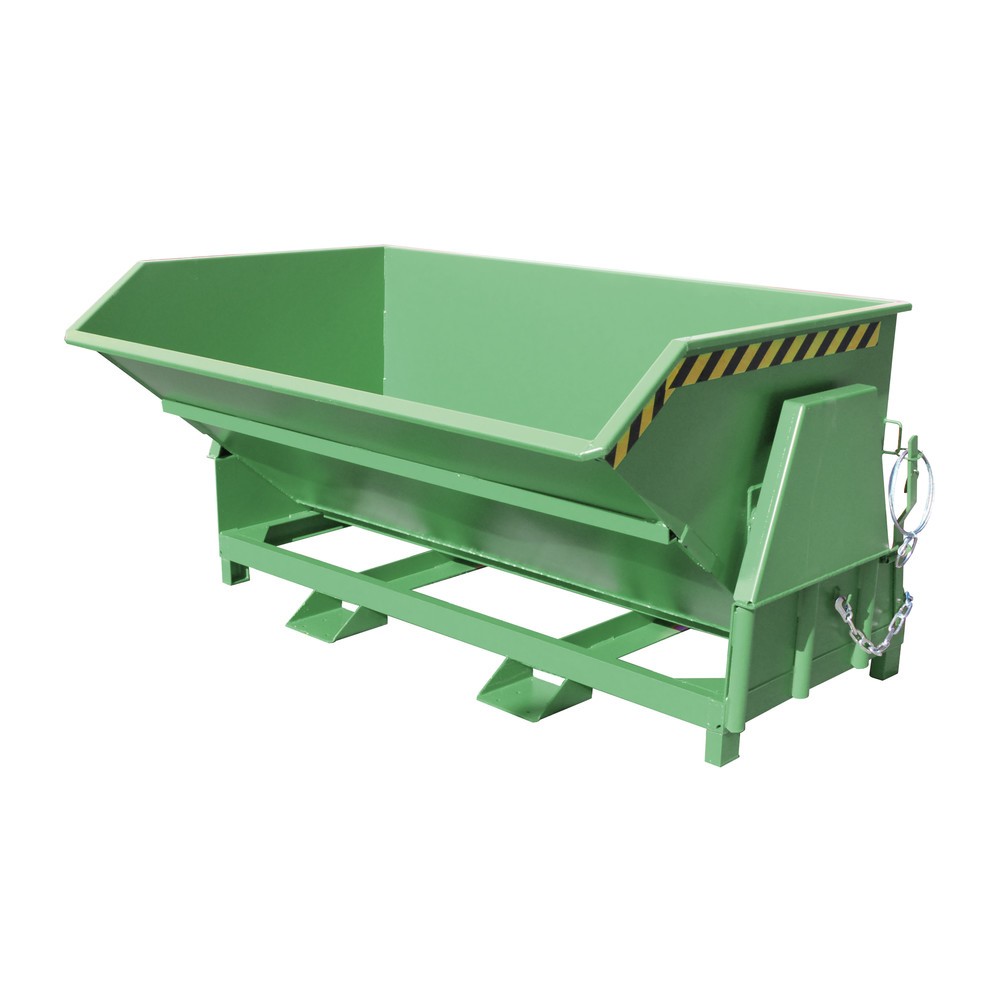 Número de imagen del producto 1: Bauer® Volquete con mecanismo desenrollador de volqueo Premium, forma constructiva ancha, pintado, sin tapa, volumen 2 m³, RAL 6011 verde reseda