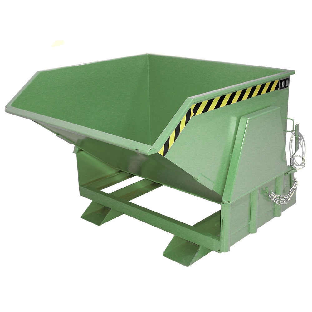 Número de imagen del producto 1: Bauer® Volquete con mecanismo desenrollador de volqueo Premium, forma constructiva ancha, pintado, sin tapa, volumen 1 m³, RAL 6011 verde reseda