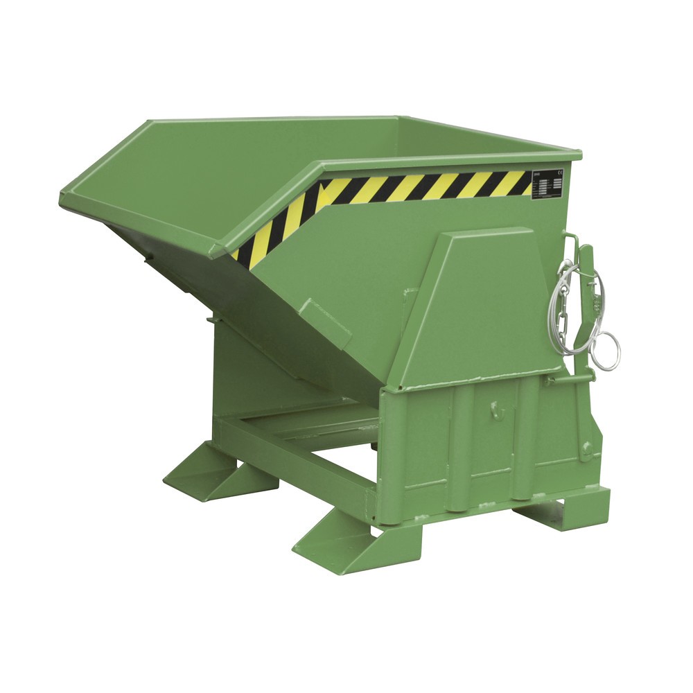 Número de imagen del producto 1: Bauer® Volquete con mecanismo desenrollador de volqueo Premium, forma constructiva ancha, pintado, sin tapa, volumen 0,3 m³, RAL 6011 verde reseda