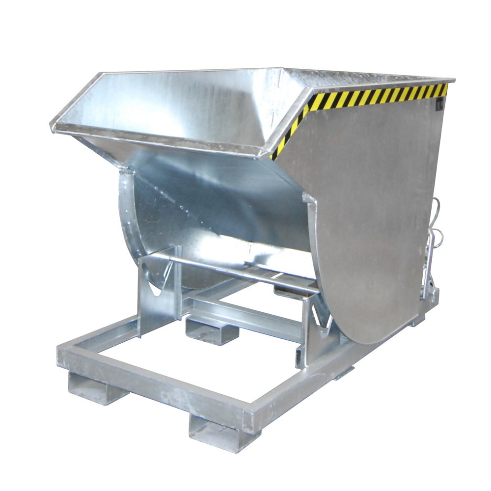 Imagen del producto: Recipiente de vuelco Bauer® con mecanismo rodante Premium, forma constructiva profunda, galvanizado, sin tapa, volumen 1 m³