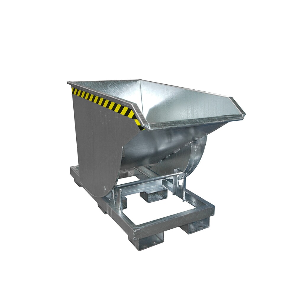 Recipiente de vuelco Bauer® con mecanismo rodante Premium, forma constructiva profunda, galvanizado, sin tapa, volumen 0,3 m³ Imagen del producto: Recipiente de vuelco Bauer® con mecanismo rodante Premium, forma constructiva profunda, galvanizado, sin tapa, volumen 0,3 m³