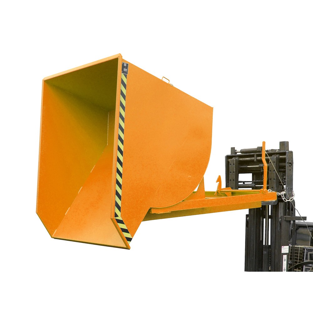 Número de imagen del producto 1: Bauer® Volquete con mecanismo desenrollador de volqueo Premium, forma constructiva profunda, pintado, sin tapa, volumen 1,5 m³, RAL 2000 amarillo naranja