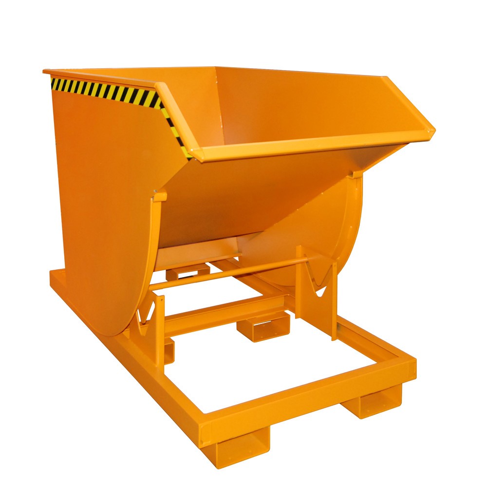 Número de imagen del producto 1: Bauer® Volquete con mecanismo desenrollador de volqueo Premium, forma constructiva profunda, pintado, sin tapa, volumen 1 m³, RAL 2000 amarillo naranja