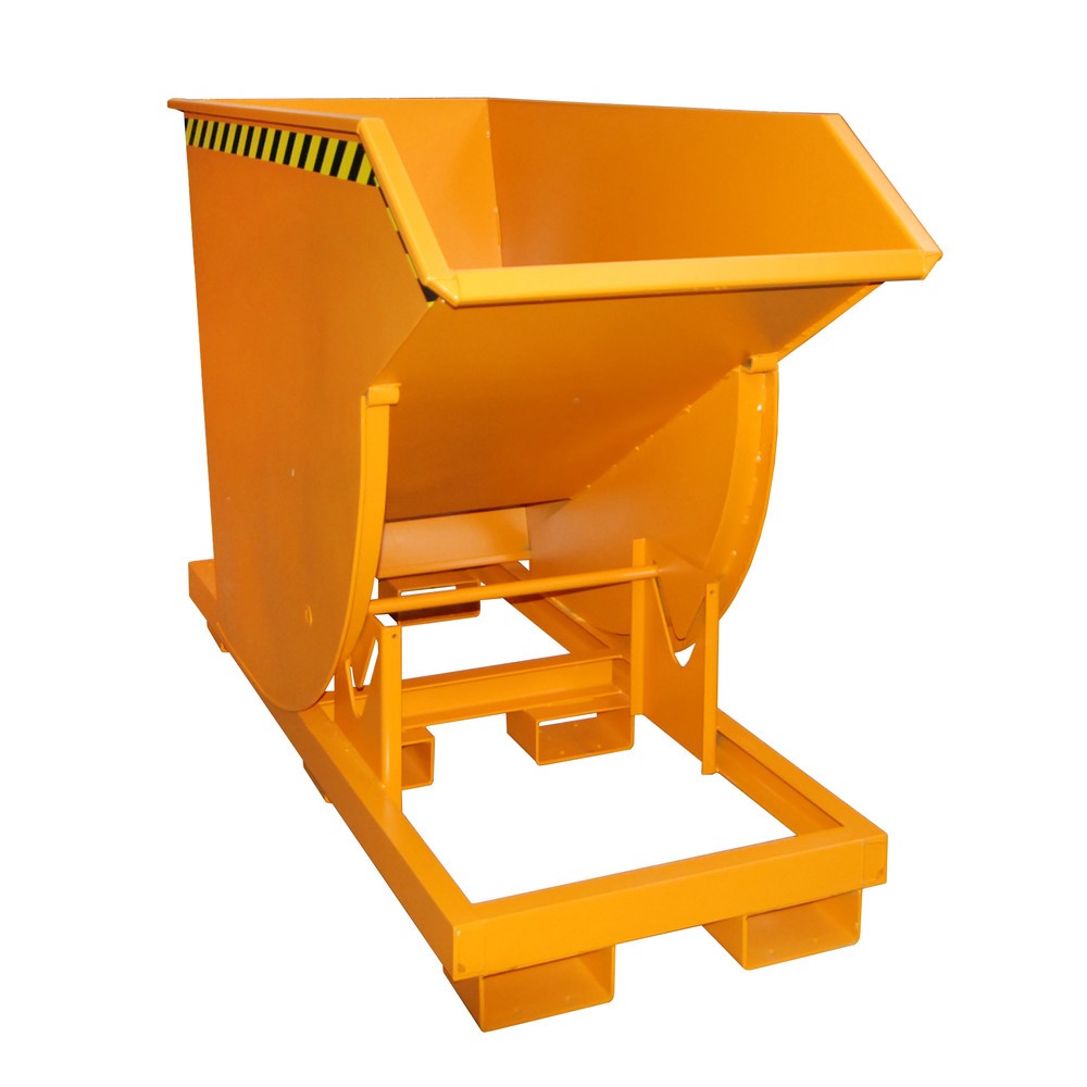 Número de imagen del producto 1: Bauer® Volquete con mecanismo desenrollador de volqueo Premium, forma constructiva profunda, pintado, sin tapa, volumen 0,75 m³, RAL 2000 amarillo naranja