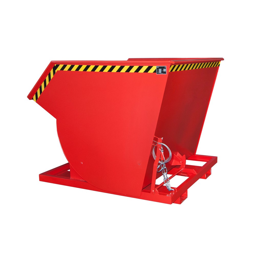 Número de imagen del producto 1: Bauer® Volquete con mecanismo desenrollador de volqueo Premium, forma constructiva profunda, pintado, sin tapa, volumen 2 m³, RAL 3000 rojo fuego
