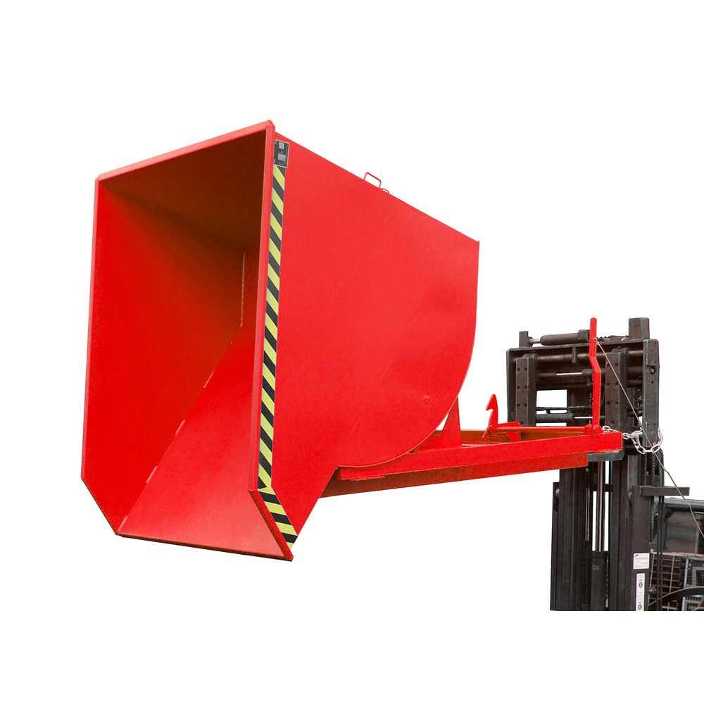 Número de imagen del producto 1: Bauer® Volquete con mecanismo desenrollador de volqueo Premium, forma constructiva profunda, pintado, sin tapa, volumen 1,5 m³, RAL 3000 rojo fuego