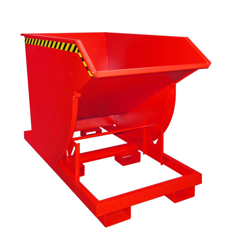 Número de imagen del producto 1: Bauer® Volquete con mecanismo desenrollador de volqueo Premium, forma constructiva profunda, pintado, sin tapa, volumen 1 m³, RAL 3000 rojo fuego