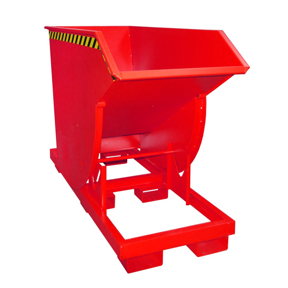 Número de imagen del producto 1: Bauer® Volquete con mecanismo desenrollador de volqueo Premium, forma constructiva profunda, pintado, sin tapa, volumen 0,75 m³, RAL 3000 rojo fuego