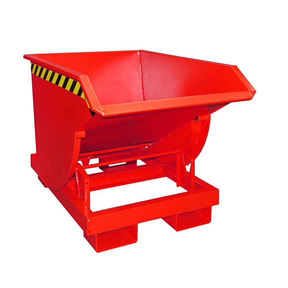 Imagen del producto: Bauer® Volquete con mecanismo desenrollador de volqueo Premium, forma constructiva profunda, pintado, sin tapa, volumen 0,5 m³, RAL 3000 rojo fuego