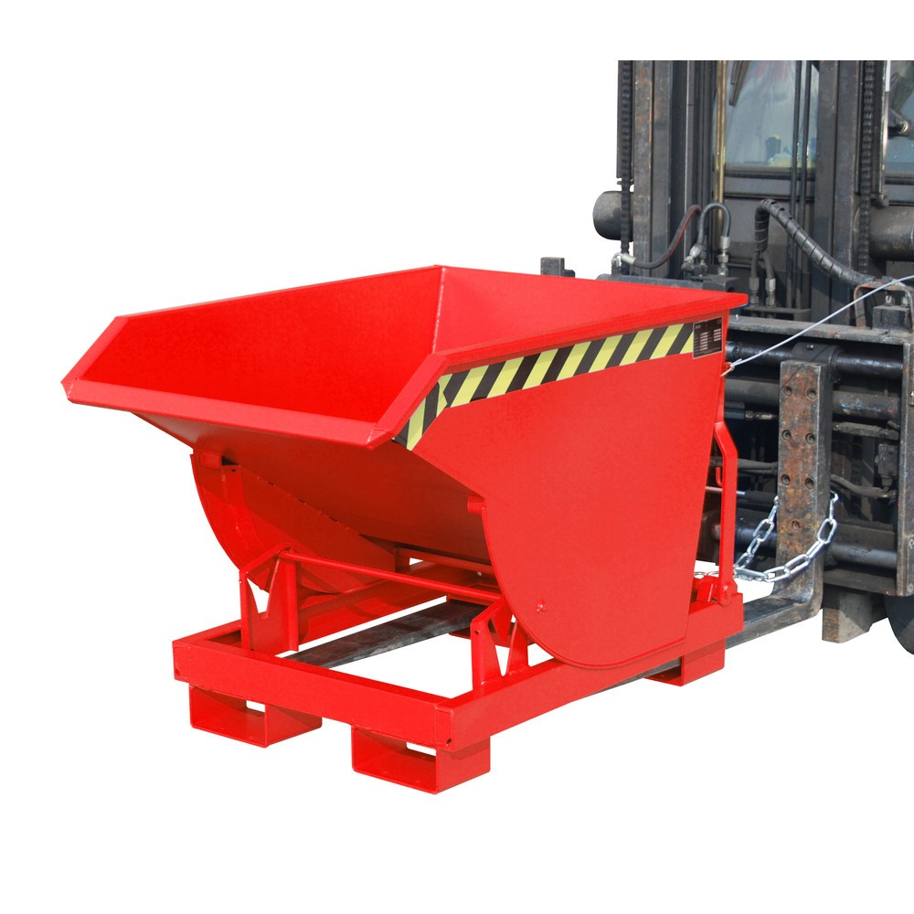 Imagen del producto: Bauer® Volquete con mecanismo desenrollador de volqueo Premium, forma constructiva profunda, pintado, sin tapa, volumen 0,3 m³, RAL 3000 rojo fuego
