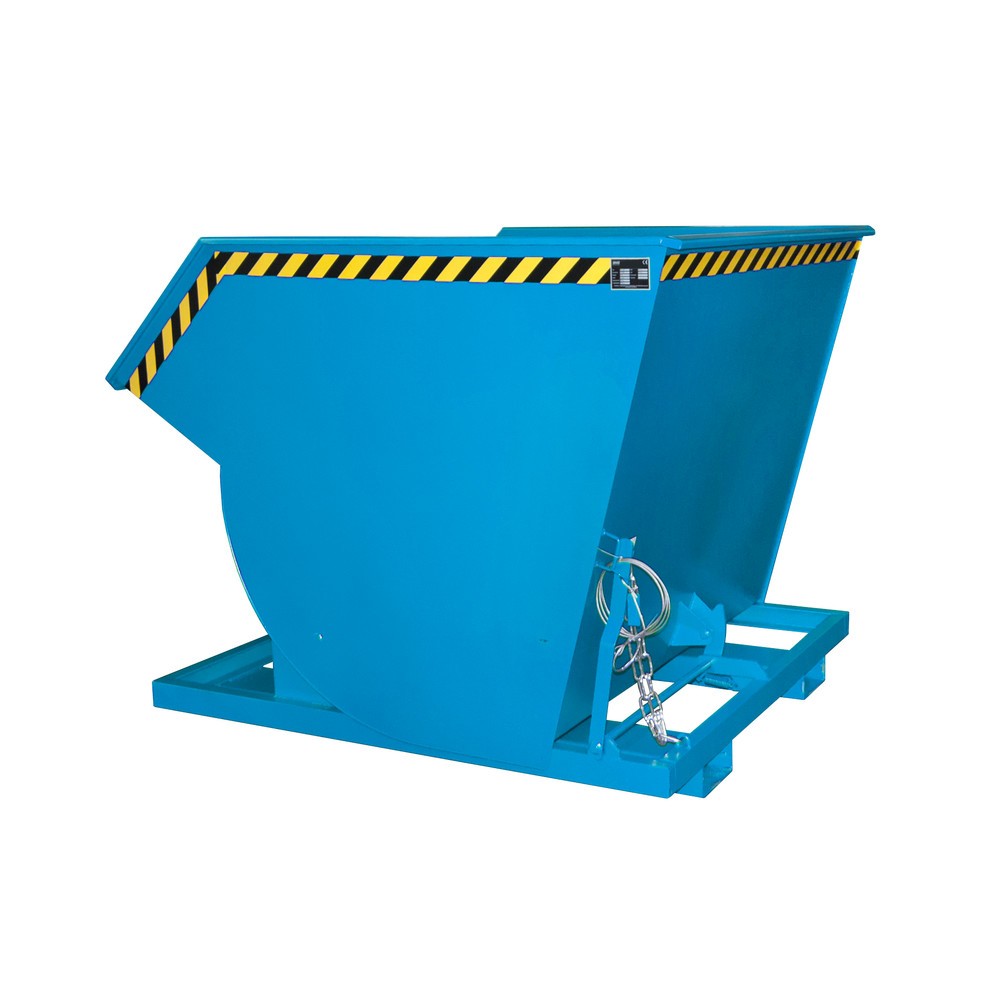Número de imagen del producto 1: Bauer® Volquete con mecanismo desenrollador de volqueo Premium, forma constructiva profunda, pintado, sin tapa, volumen 2 m³, RAL 5012 azul luminoso