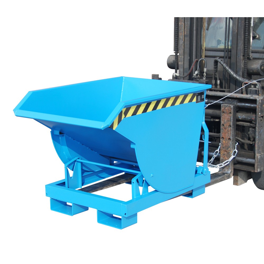 Imagen del producto: Bauer® Volquete con mecanismo desenrollador de volqueo Premium, forma constructiva profunda, pintado, sin tapa, volumen 0,3 m³, RAL 5012 azul luminoso