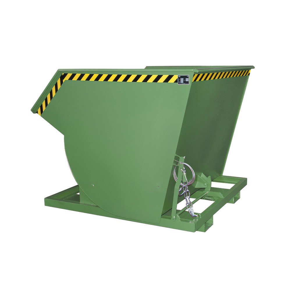 Número de imagen del producto 1: Bauer® Volquete con mecanismo desenrollador de volqueo Premium, forma constructiva profunda, pintado, sin tapa, volumen 2 m³, RAL 6011 verde reseda