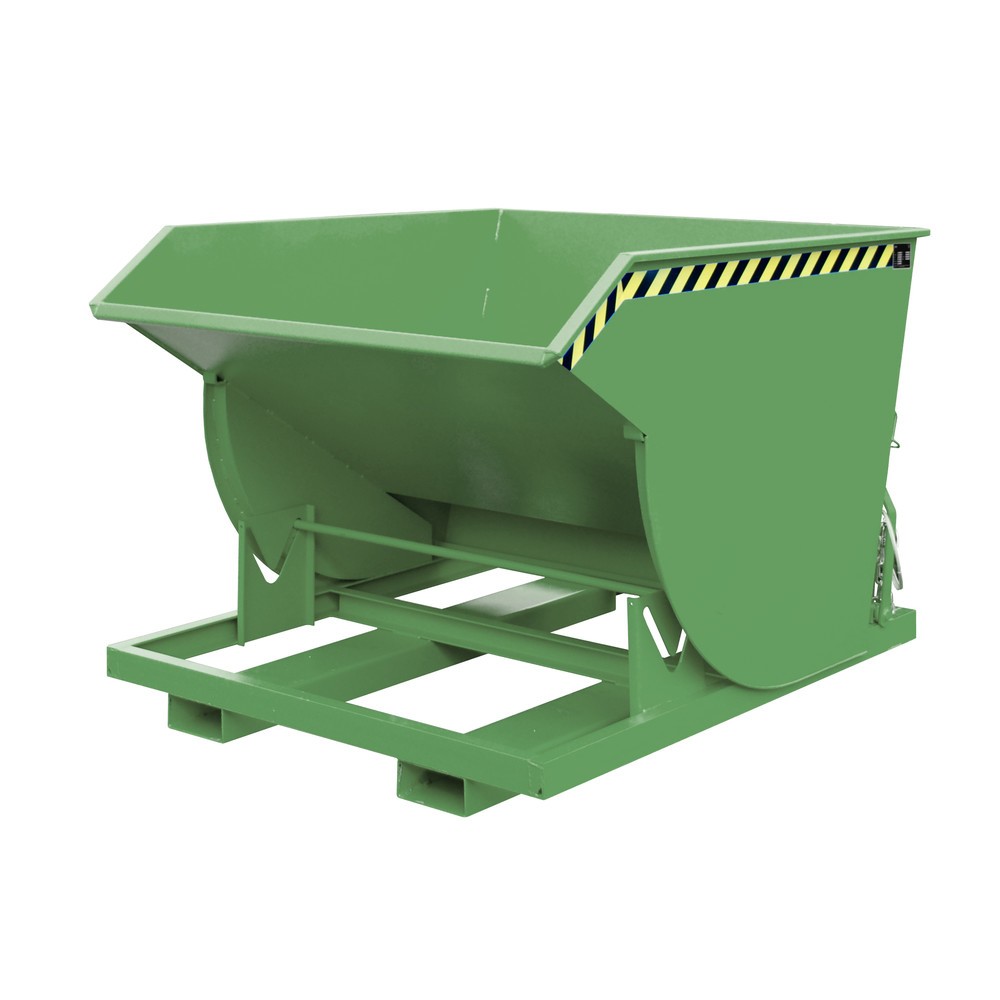 Número de imagen del producto 1: Bauer® Volquete con mecanismo desenrollador de volqueo Premium, forma constructiva profunda, pintado, sin tapa, volumen 1,5 m³, RAL 6011 verde reseda
