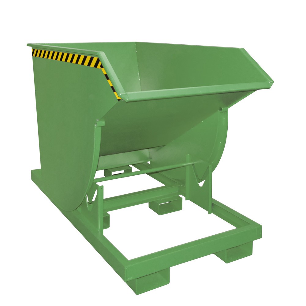 Número de imagen del producto 1: Bauer® Volquete con mecanismo desenrollador de volqueo Premium, forma constructiva profunda, pintado, sin tapa, volumen 1 m³, RAL 6011 verde reseda