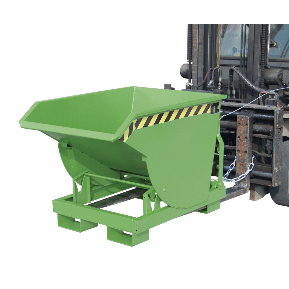 Número de imagen del producto 1: Bauer® Volquete con mecanismo desenrollador de volqueo Premium, forma constructiva profunda, pintado, sin tapa, volumen 0,3 m³, RAL 6011 verde reseda