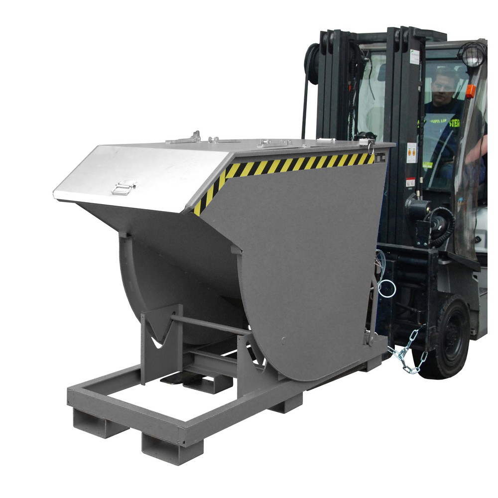 Imagen del producto: Bauer® Volquete con mecanismo desenrollador de volqueo Premium, forma constructiva profunda, pintado, sin tapa, volumen 0,75 m³, RAL 7005 gris ratón