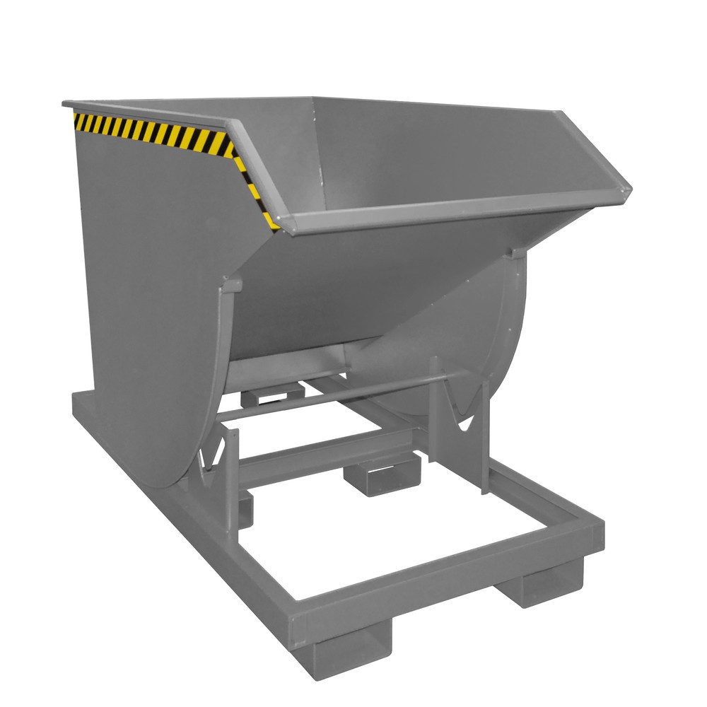 Número de imagen del producto 1: Bauer® Volquete con mecanismo desenrollador de volqueo Premium, forma constructiva profunda, pintado, sin tapa, volumen 1 m³, RAL 7005 gris ratón
