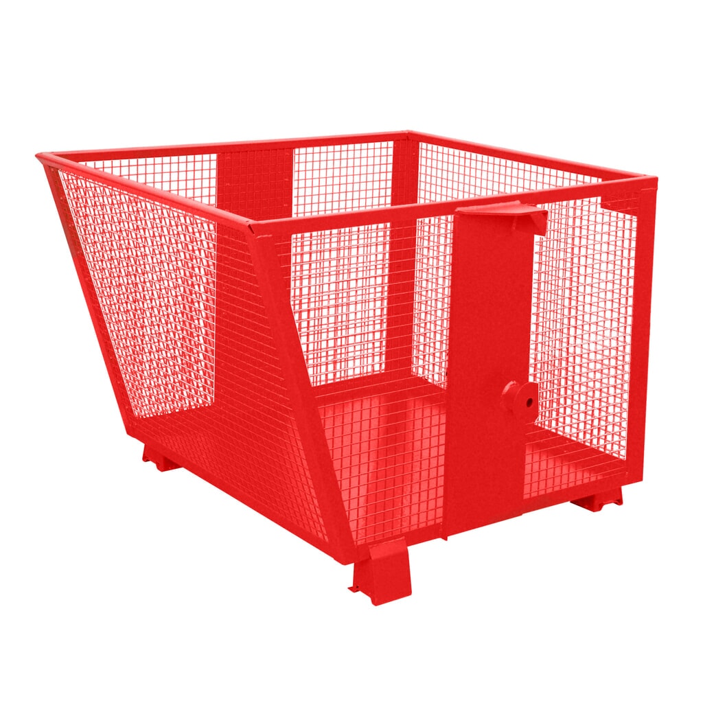 Imagen del producto: Bauer® Volquete con paredes de rejilla, pintado, volumen 0,9 m³, RAL 3000 rojo fuego