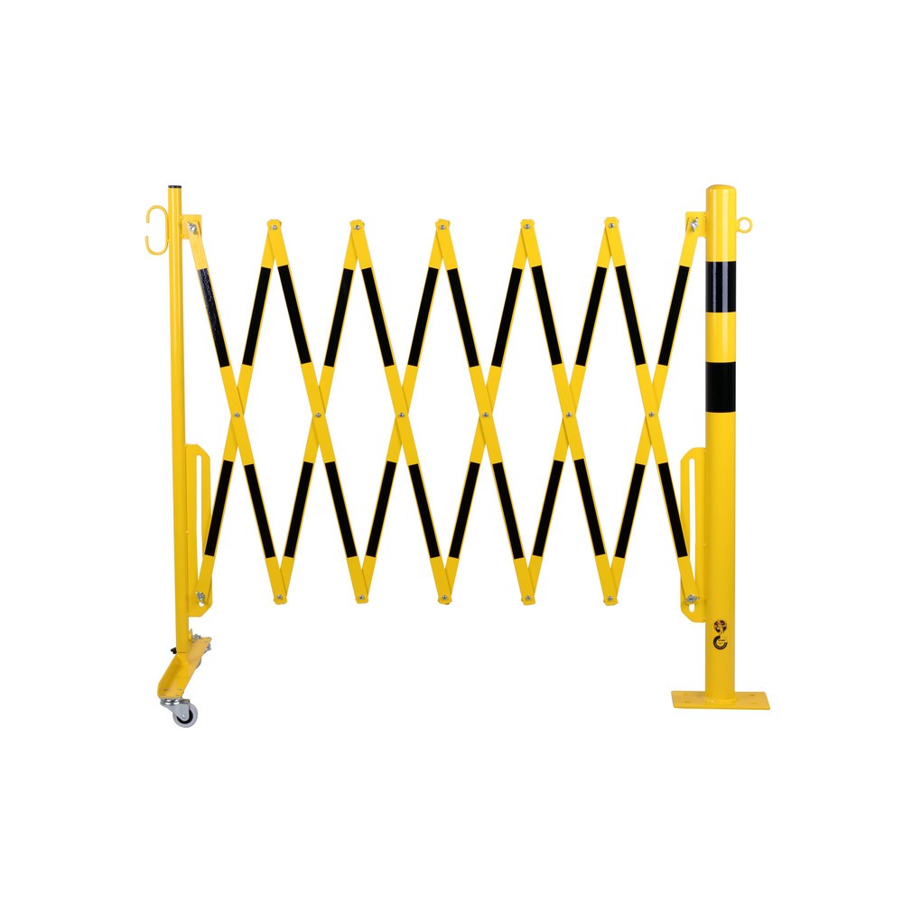 Imagen del producto: Rejilla tijera con poste de bloqueo, diámetro 60 mm, ancho 3.600 mm, negro/amarillo