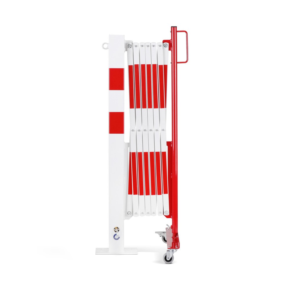 Número de imagen del producto 1: Rejilla tijera con poste de bloqueo, diámetro 60 mm, ancho 3.600 mm, rojo/blanco
