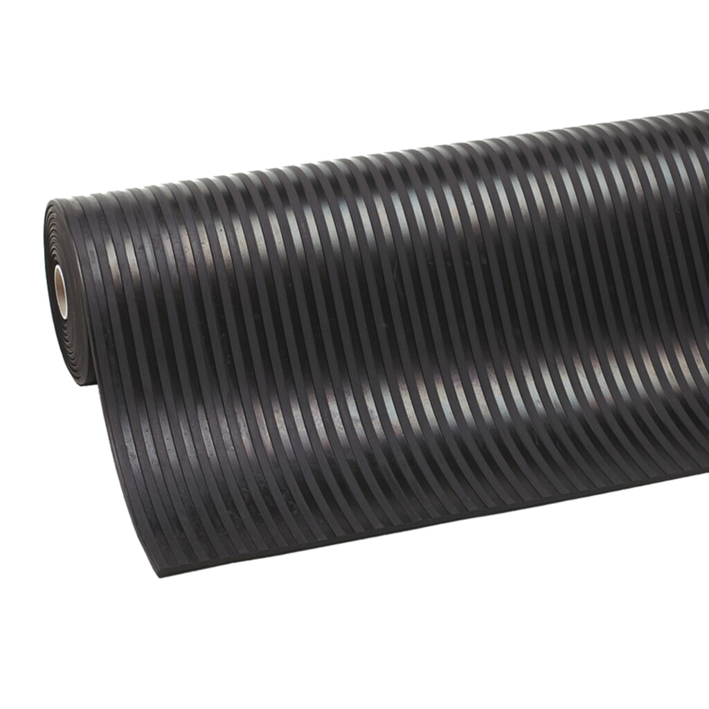 Número de imagen del producto 1: Baldosa de goma NoTrax Rib ‘n’ Roll P3™, ranurado fino, metro lineal x 1.000 mm largo, negra