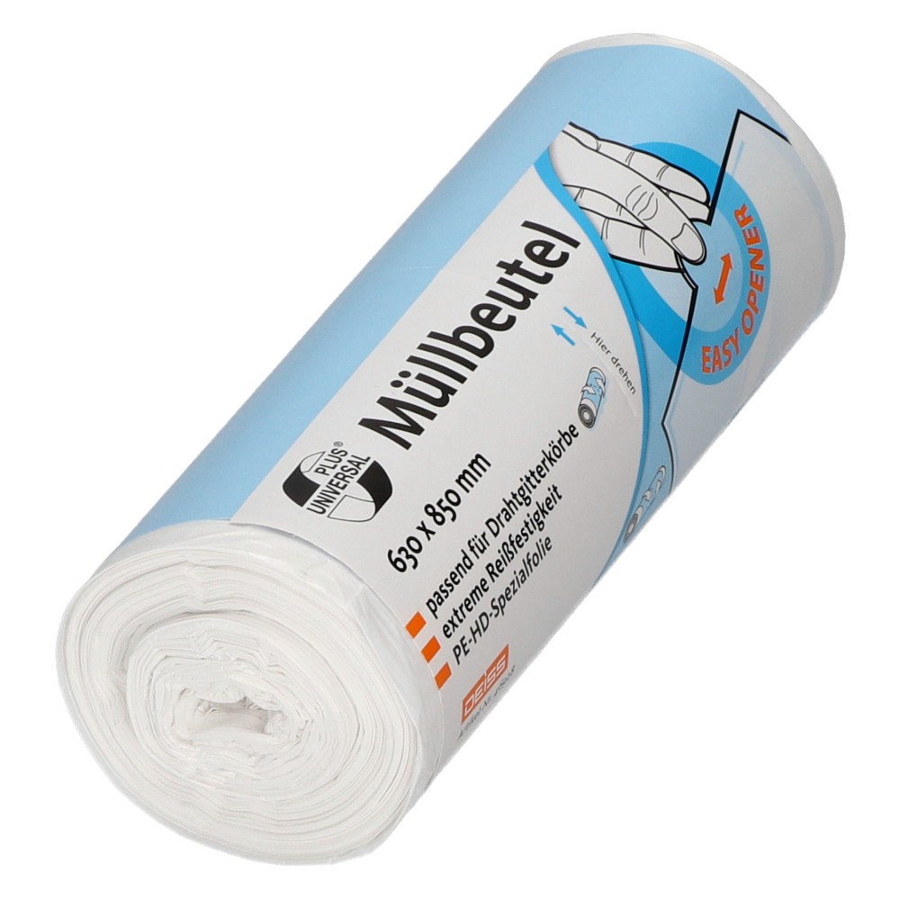 Imagen del producto: DEISS UNIVERSAL PLUS 80 L 630 x 850 mm revestimientos de basura HDPE, 40 piezas/rollo, 9 rollos/paquete