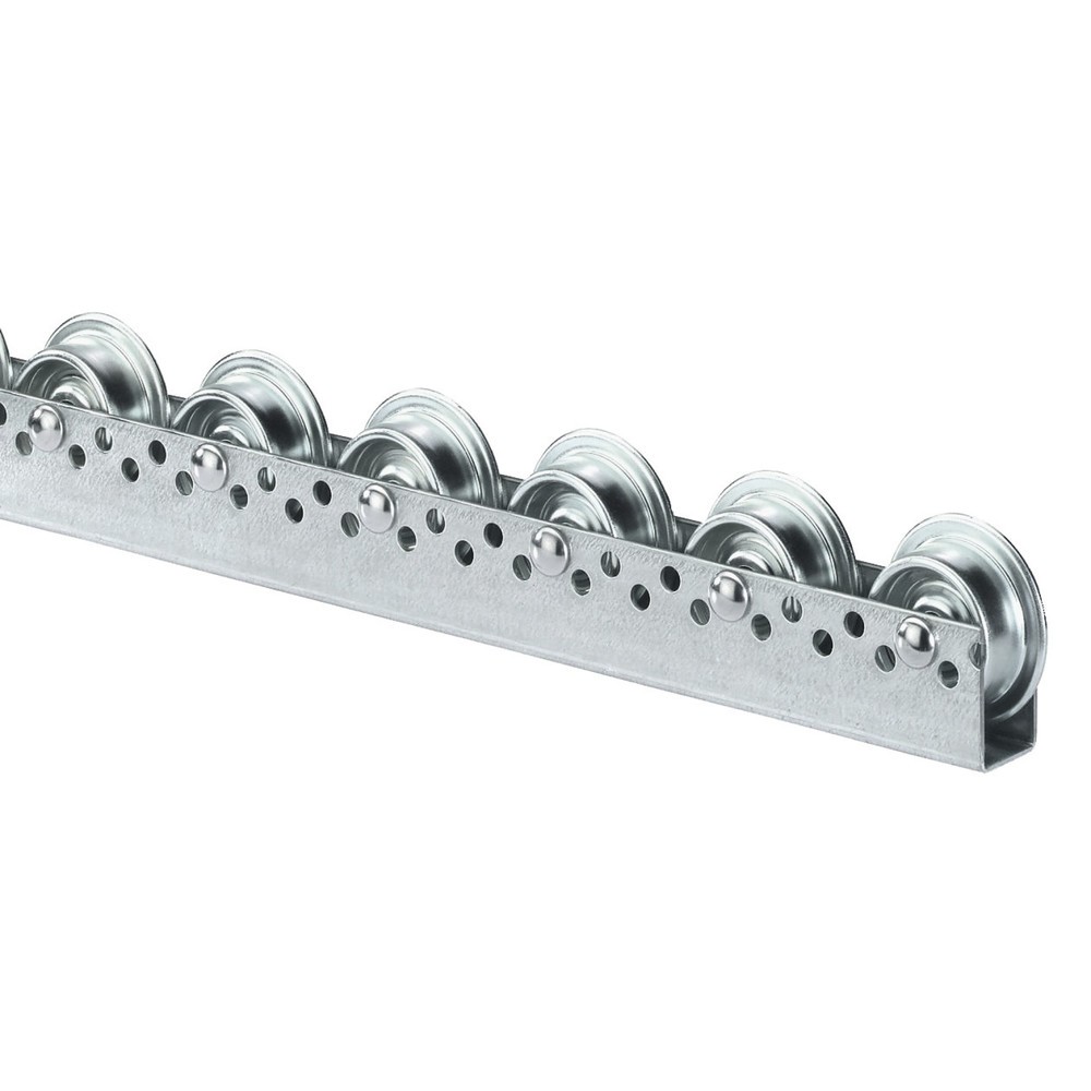 Imagen del producto: Riel de rodillos universal, rodillos de acero, con llanta, paso 100 mm, capacidad de carga por rollo 20