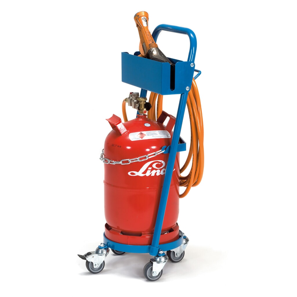 Ffetra® - Rodillo de botella de gas propano para 1 botella de 11 kg, inclusivo gancho k+soporte Número de imagen del producto 2: Ffetra® - Rodillo de botella de gas propano para 1 botella de 11 kg, inclusivo gancho k+soporte