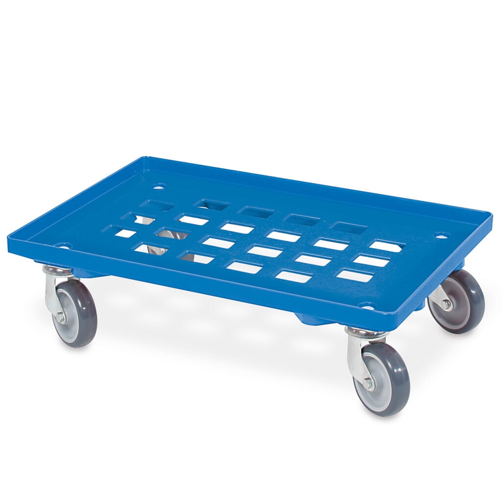 Rodillo de transporte para contenedores Euro 600 x 400 mm, con plataforma de rejilla, capacidad de carga 250 kg, azul Imagen del producto: Rodillo de transporte para contenedores Euro 600 x 400 mm, con plataforma de rejilla, capacidad de carga 250 kg, azul