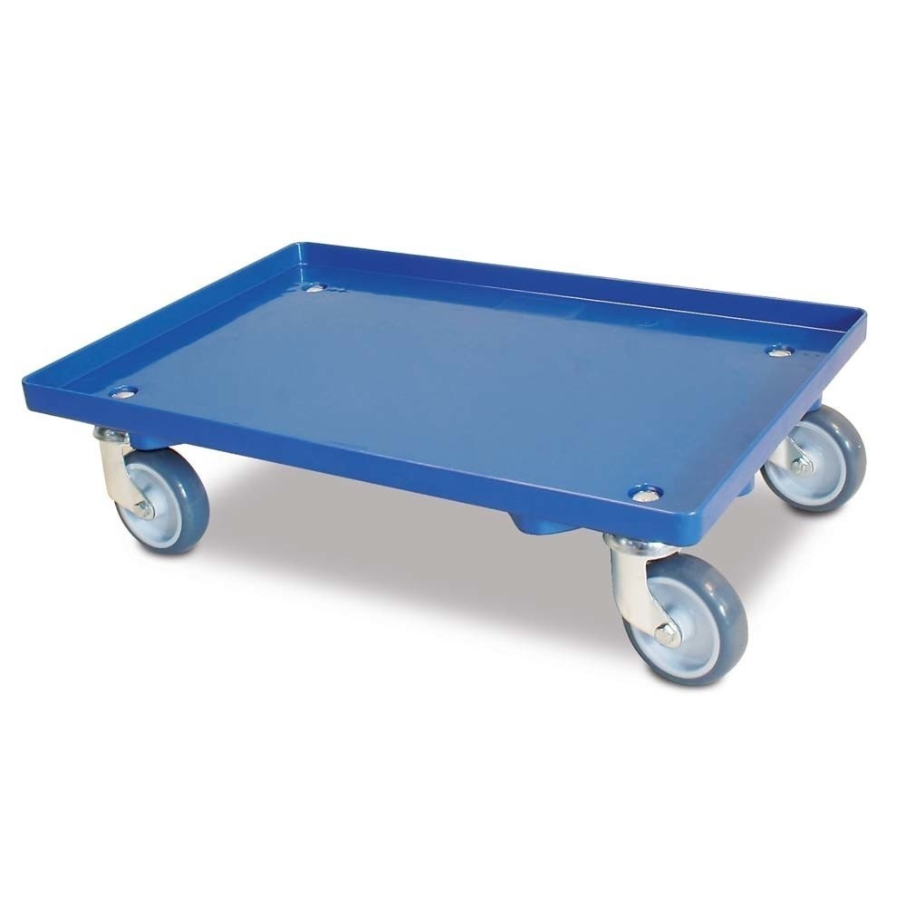 Imagen del producto: Rodillo de transporte para contenedores Euro 600 x 400 mm, cubierta cerrada, capacidad de carga 250 kg, azul