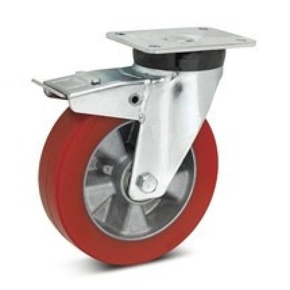 Imagen del producto: rueda directriz TPE de repuesto carro|plataforma Ameise®, incl. freno, diámetro x ancho 200 x 40 mm, gris