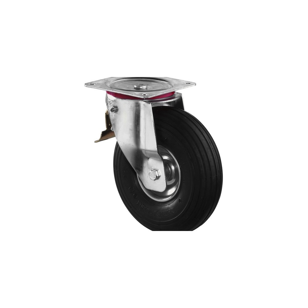 Imagen del producto: Rueda neumática, rueda directriz con bloqueo, perfil ranurado, rodamiento de bolas, Ø x ancho 260 x 85 mm, CC 200 kg