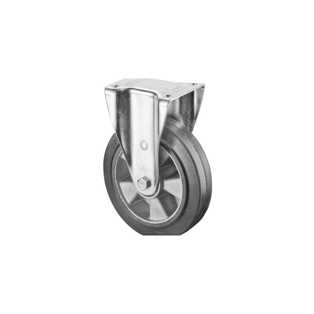 Imagen del producto: Rueda para cargas pesadas, de goma elástica, rueda de carga, rodamiento de bolas, pletina, Ø x ancho 100 x 40 mm, CC 150 kg