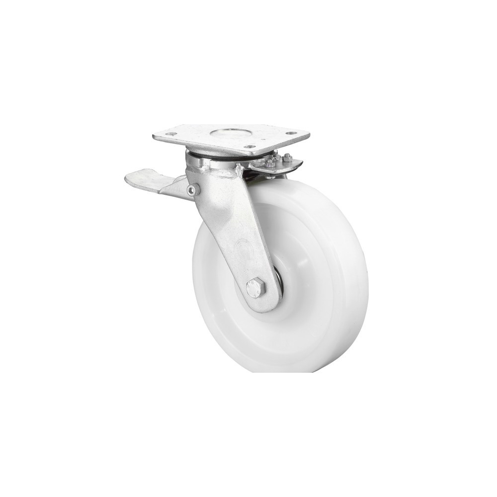 Imagen del producto: Rueda para cargas pesadas, de plástico, rueda directriz con bloqueo de la rueda o total, rodamiento de bolas, pletina, Ø x ancho 100 x 37 mm, CC 400 kg