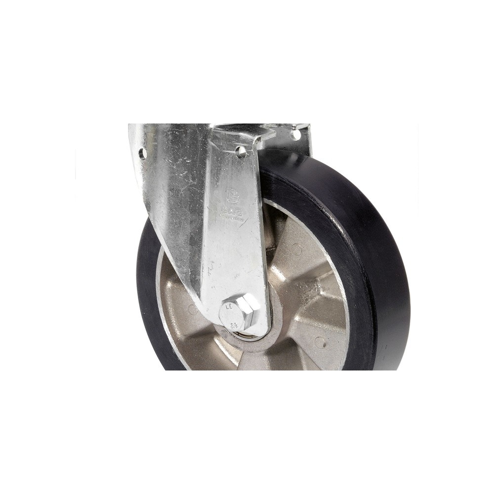 Imagen del producto: Rueda para cargas pesadas de poliuretano fundido, rueda directriz, rodamiento de bolas, pletina, Ø x ancho 125 x 40 mm, CC 225 kg