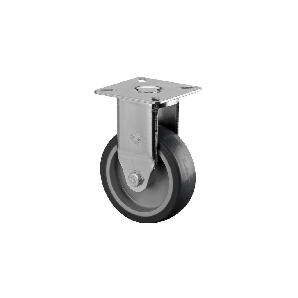 Rueda TPE, rueda de carga, cojinete de fricción, pletina, Ø x ancho 75 x 25 mm, CC 60 kg Imagen del producto: Rueda TPE, rueda de carga, cojinete de fricción, pletina, Ø x ancho 75 x 25 mm, CC 60 kg