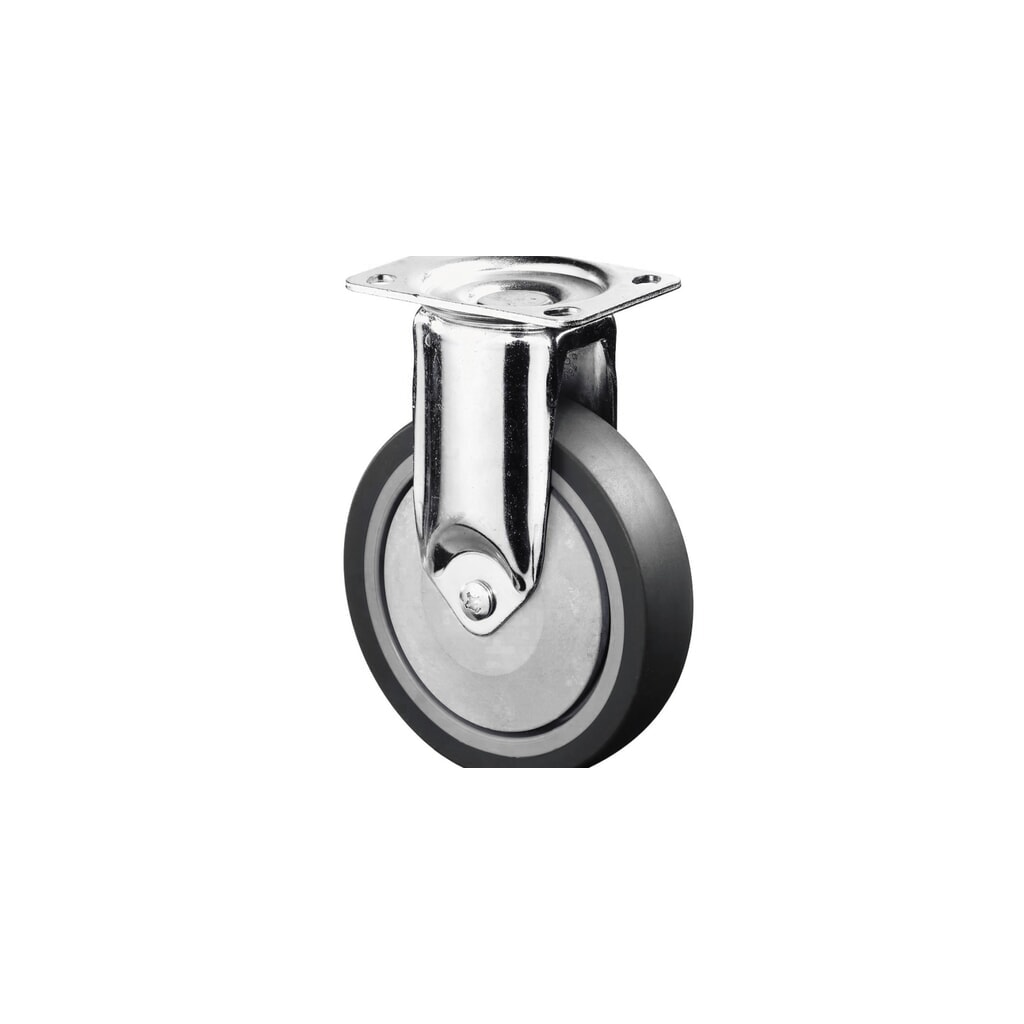 Rueda TPE, rueda de carga, versión pesada, rodamiento de bolas, pletina, Ø x ancho 125 x 31 mm, CC 100 kg Imagen del producto: Rueda TPE, rueda de carga, versión pesada, rodamiento de bolas, pletina, Ø x ancho 125 x 31 mm, CC 100 kg