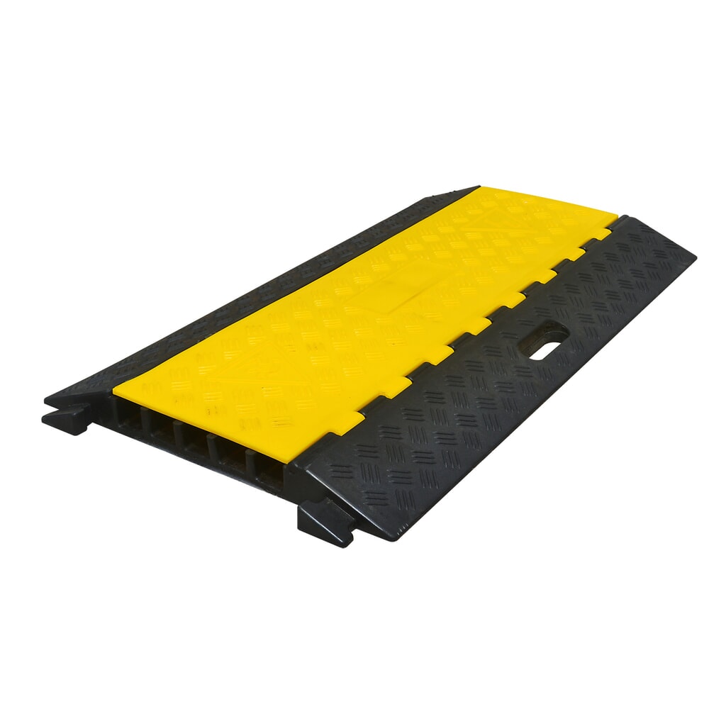 Salvacables con 5 canales, encajable, H x A x F 50 x 900 x 500 mm, negro/amarillo Imagen del producto: Salvacables con 5 canales, encajable, H x A x F 50 x 900 x 500 mm, negro/amarillo