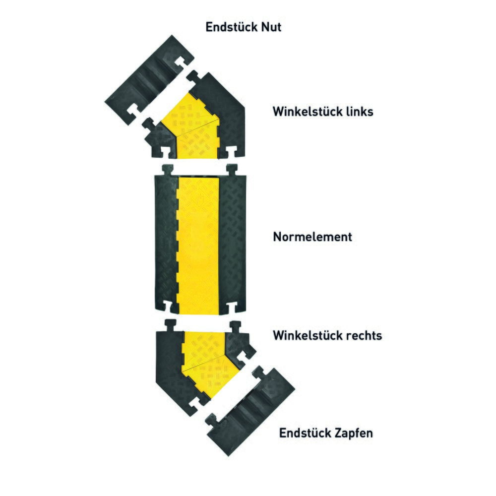 Número de imagen del producto 4: Salvacables con 5 canales, encajable, H x A x F 50 x 900 x 500 mm, negro/amarillo