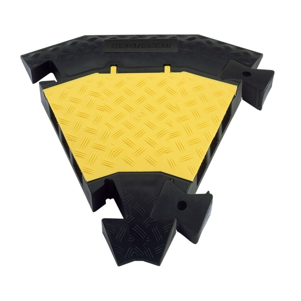Salvacables Defender® 3 de Adam Hall, Curva 45° con conectores, 3 canales, negro/amarillo Imagen del producto: Salvacables Defender® 3 de Adam Hall, Curva 45° con conectores, 3 canales, negro/amarillo