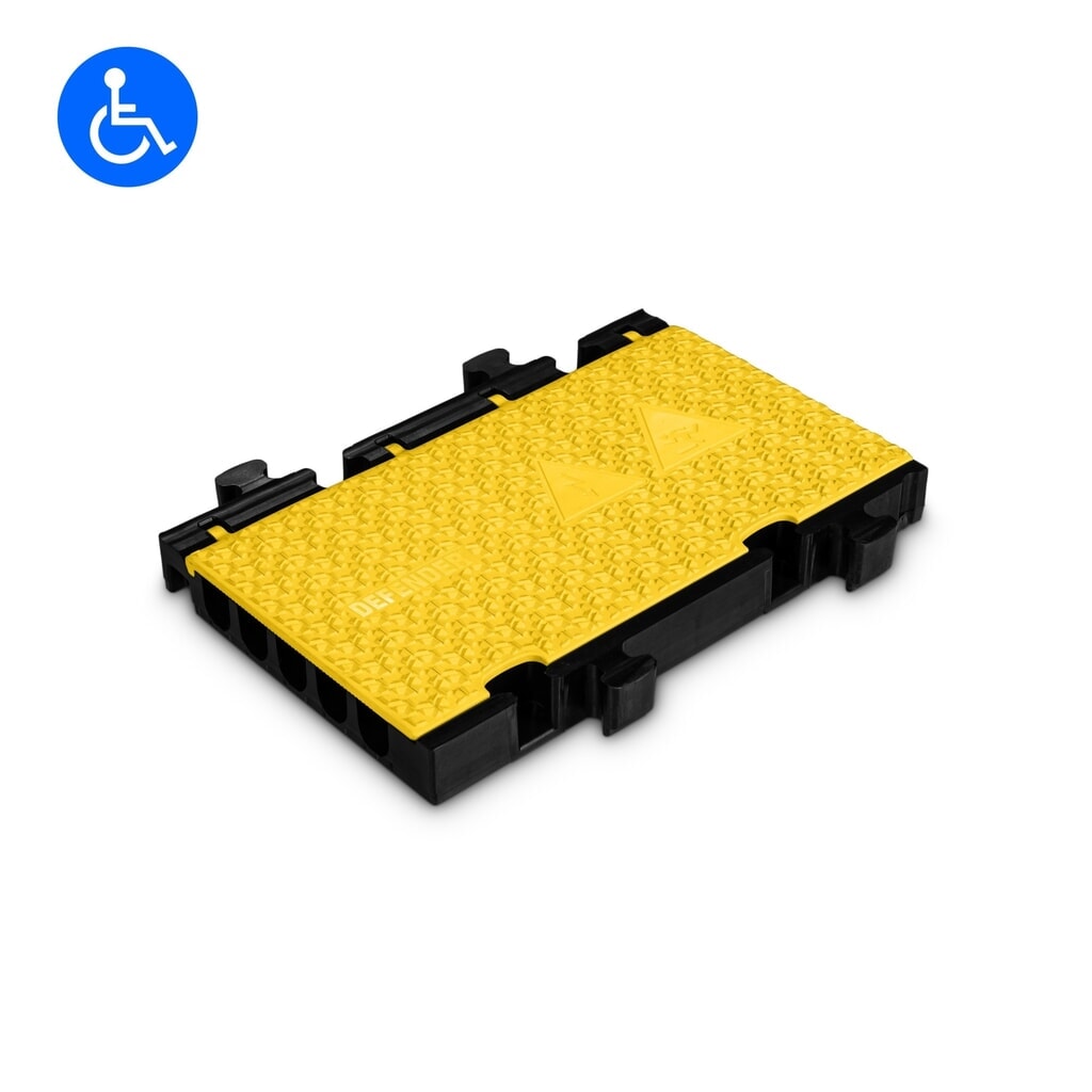 Salvacables Defender® MIDI 5 2D de Adam Hall, Pieza central, 5 canales, negro/amarillo, media versión Imagen del producto: Salvacables Defender® MIDI 5 2D de Adam Hall, Pieza central, 5 canales, negro/amarillo, media versión