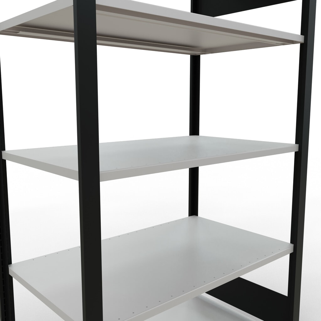 Número de imagen del producto 4: estantería para archivo módulo inicial SCHULTE, doble cara, sin topes centrales, carga por estante 150 kg, negro, alto H x An x F 1.800 x 1,000 x 600 mm