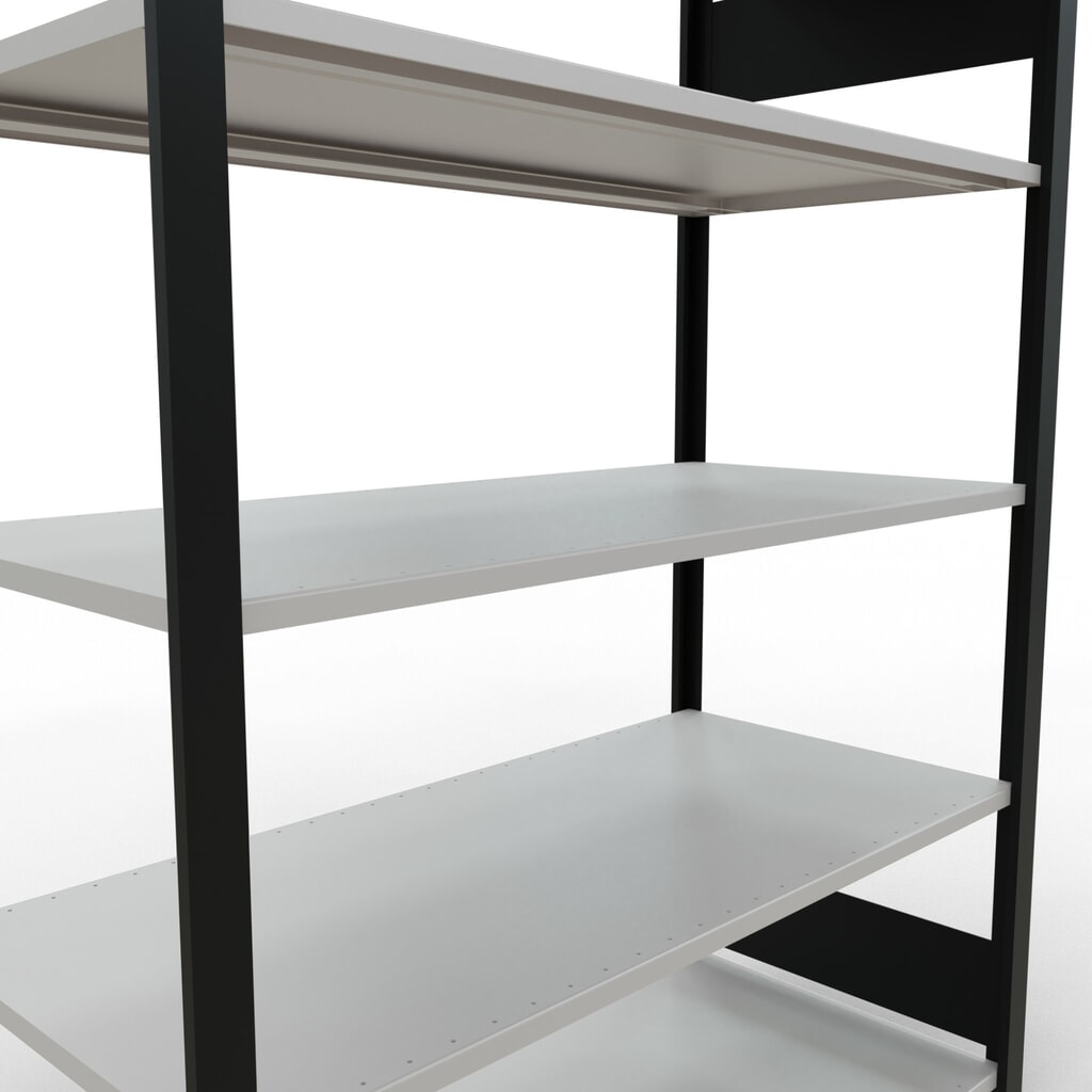 Número de imagen del producto 4: estantería para archivo módulo inicial SCHULTE, doble cara, sin topes centrales, carga por estante 150 kg, negro, alto H x An x F 1.800 x 1.300 x 600 mm