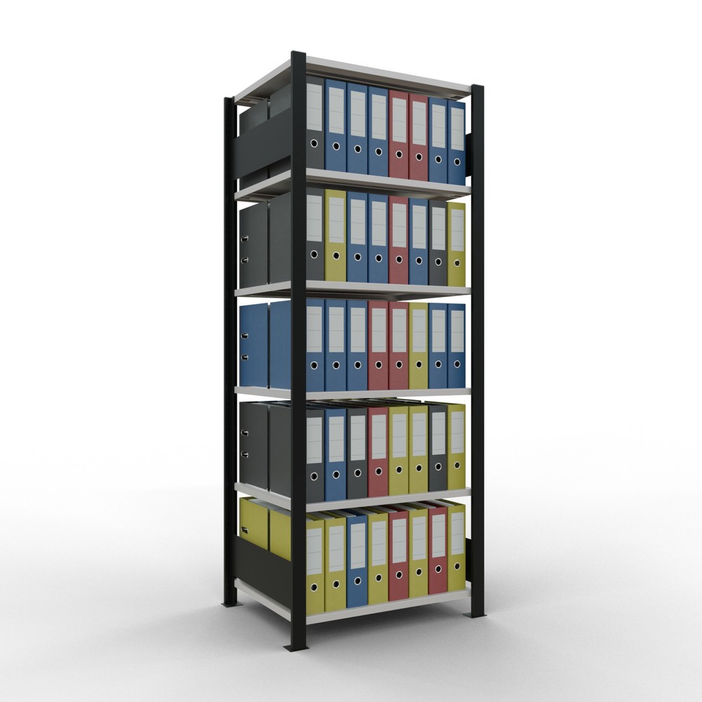 Número de imagen del producto 2: estantería para archivo SCHULTE módulo inicial, doble cara, sin topes centrales, carga por estante 150 kg, negro, alto H x An x F ancho x 750 x 600 mm