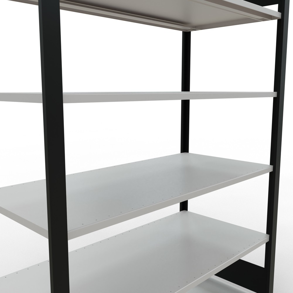 Número de imagen del producto 4: estantería para archivo SCHULTE módulo inicial, doble cara, sin topes centrales, carga por estante 150 kg, negro, alto H x An x F 2.000 x 1300 x 600 mm