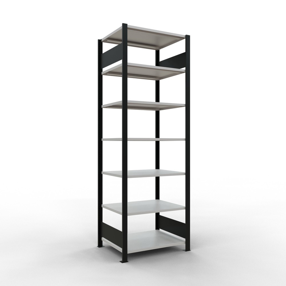 Imagen del producto: estantería para archivo SCHULTE módulo inicial, doble cara, sin topes centrales, carga por estante 150 kg, negro, alto H x An x F 2,300 x 750 x 600 mm